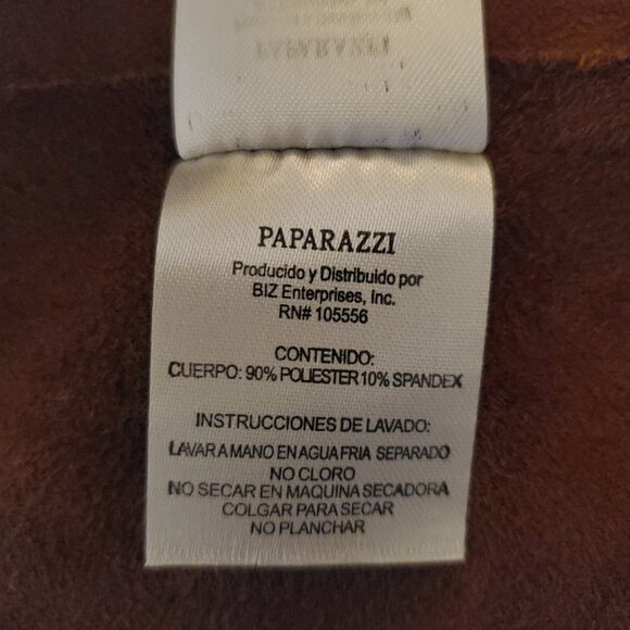 Paparazzi Small Brown Faux Suede Long Waterfall Open Vest - Picture 6 of 6